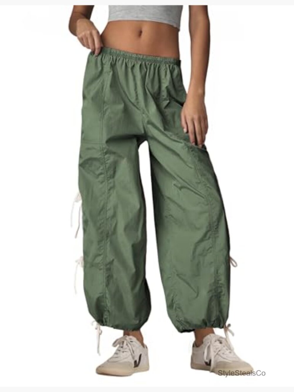Women's Cargo Pants High Waisted Twist Leg Baggy Hiking Trousers - Picture 2 of 7